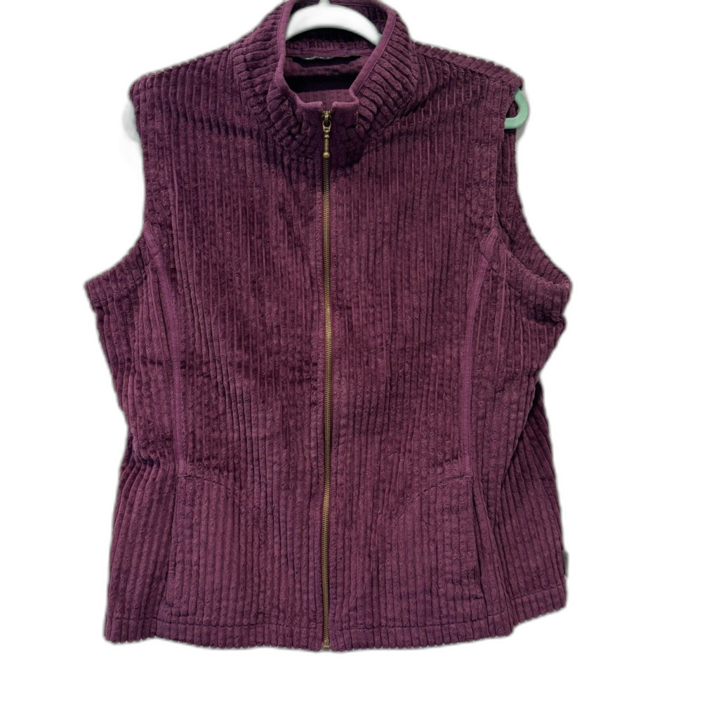 Woolrich Corduroy Vest Wide Wale Eggplant Purple Cotton Heritage Layer Women XL